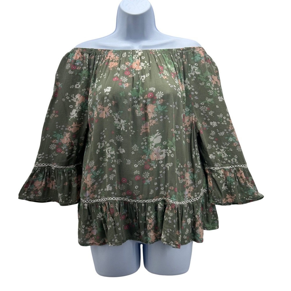 Democracy Floral Boho Blouse Green‎ Small